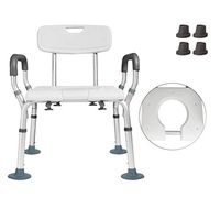 Shower Bench Toilet Chair with Back and Arms Hygienic Design - Adjustable Height Bathtub Chair, Assembly spa Bathtub Seat - Non Slip Tub Safety for Handicap, Disabled, Seniors