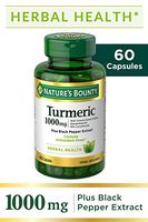 Nature's Bounty Turmeric Pills and Herbal Health Supplement, Supports Joint Pain Relief and Antioxidant Health, 1000mg, 60 Capsules