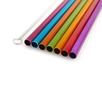 2USS Rainbow Colorful Straws 20oz Tumblers Rumblers Cold Beverage One Sack Bag, Set of 7,
