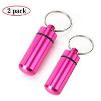 Y-only Waterproof Travel Pill case Keychain Mini Pill Fob Emergency Aspirin Holder, Lightweight Aluminum EDC Medicine Tablet Capsules for Outdoor Sports, Camping, Hiking, First Aids, 2 Pcs,Pink