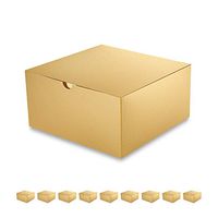 PACKQUEEN 10 Gift Boxes 8x8x4 inches, Gold Gift Boxes with Lids for Light Weight Gifts, Crafting, Cupcake Boxes, Glossy Gold, Textured Finish