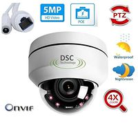 5MP 2592x1944P HD PTZ PoE IP Security Camera Outdoor Dome, 350° Pan 90° Tilt 4X Optical Zoom Autofocus, 2.8-12mm Motorized Lens, IP66 Waterproof, 5 Megapixels Super HD Onvif Ethernet Camera