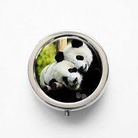 RhyNSky Animal Panda Mini Portable Pocket Pill Box Case Holder for Purse, 3 Compartments, Silvery, FS242