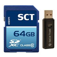 SCT 64GB SDXC Class 10 SCT Professional High Speed Memory Card with MicroSD and SD Card Reader