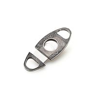 JIFENG Cigar Cutter - Vintage Silver Floral Small Studs Western Engraved - Duty Heavy Metal Cigar Guillotine - Double Self Sharpening Blades - Black Elegant Pouch and Gift Box Included - Cigar Tools