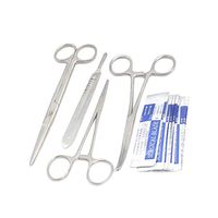 WDL 4 PCS Premium Grade CARMALT Forceps Curved 6.25" + Mayo Scissors 6.75" Straight + Mosquito HEMOSTAT Forceps 5" Straight + Scalpel Handle #4 with 5 Blades #23