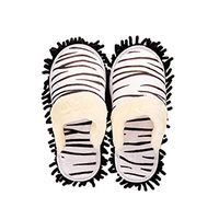 Frjjthchy Microfiber Floor Mop Slippers House Dust Cleaning Tool Detachable Washable Shoes for Kitchen House Cleaning (Women 8.5-9/Men 11-11.5, Zebra pattern)