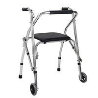 GOFEI Elderly Folding Walking Aids, with Seat Pulley, Four-Foot Crutches Walking Aid, Bearing Strong, for Elderly, Disabled