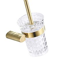 BigBig Home Bathroom Toilet Brush with Holder Wall Mount, Simply Style WC Bedroom Toilet Brush and Plunger Cup Set Brushed Gold Finish