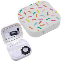Portable Contact Lens Case Box Travel Kit Mirror + Bottle + Tweezers Container Holder [ Colorful Confetti ]