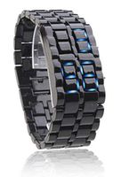 Cobra Edition Unisex Sports Blue LED Faceless Wrist Watch (Black)