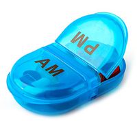 DEKE pill box organizer pocket small case holder,daily AM&PM containers. Medicine holder, ideal for medication, vitamin, supplement, perfect for travel, 2 times a day,round pillbox minder.Cute for Bag