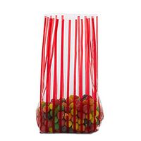 10ct. Small Vertical"RED Stripes" 7x2x3" Cello Cellophane Treat Food Snack Bags ngKE -482