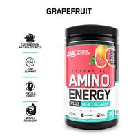 Optimum Nutrition Amino Energy + Uc-Ii Collagen, Vitamin C for Immune Support, Grapefruit, 30 Servings