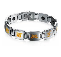Buddhist Literal Titanium Stainless Couple Bracelet Inlay Magnetic Stone Anti-Fatigue and Anti-Radiation Bracelet(Lady's Bracelet)