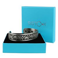 SISTO-X Copper Magnetic Cuff Bracelet/Bangle Pewter Finish Gothic Design by Sisto-X® 6 Magnets Rare Earth Ndfeb Medium (160-190Mm)
