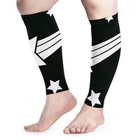 BLongTai Black White Stars Calf Compression Sleeve Men Womens Running Leg Sleeve for Shin Splint Muscle Pain Relief (1 Pair)