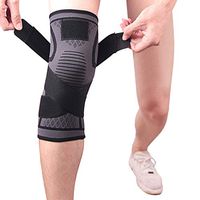 Cuekondy Women Men Knee Brace Compression Knee Sleeve with Adjustable Strap,Knee Support Braces for Arthritis, Joint Pain Relief,Running,Basketball Sports (M, Black)