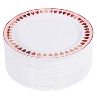 NERVURE 60pcs Rose gold Plastic Plates - Disposable Plastic Plates - 7.5 inch Dessert Plates with Pink Heart Plates for Wedding, Holiday, Party