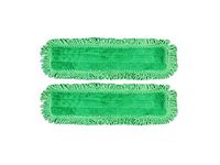 Real Clean 18 Inch Green Fringe Microfiber Dust Mop Pads (Pack of 2)