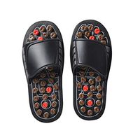 Fewear Shiatsu Acupressure Plantar Fasciitis Foot Massager, Therapeutic Acupuncture Massage Flip Flops Slippers Shoes, Reflexology Sandals for Men Women, Heel, Arch Pain (M, Black)