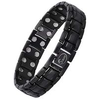Double Magnet Titanium Magnetic Therapy Bracelet for Men Pain Relief for Arthritis and Carpal Tunnel (Black)