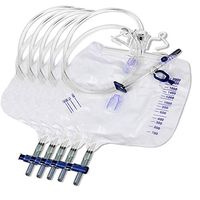 Pevor Urinary Drainage Bag Urine Collection Bag with Anti-Reflux Chamber Medical Drain Bag 48" Drainage Tub, 2000ml (Pack of 5)