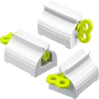 Chengu 3 Pieces Rolling Tube Toothpaste Squeezer Toothpaste Seat Holder Stand Rotate Toothpaste Dispenser for Bathroom (Green)