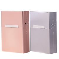 2PCS Fashion Aluminum Metal Cigar Cigarette Box Holder Storage Case Men Women Gifts Coffee & Gray