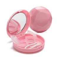Contact Lens Box Polygons Cute Contact Lens Travel Case Contact Lens Case Container Holder Storage Box Portable Contact Lens Travel Kits Cute Mini (Pink)