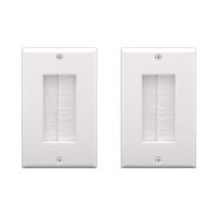 VCE 2-Pack Single Brush Wall Plate Cable Pass Through Insert for Wires, Single Gang Cable Access Strap, Wall Socket for HDTV, Home Theater Systems - White UL Listed