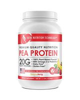 Vegan Plant Based Pea Protein Powder - Strawberry Banana Flavor - 20grams per Serving - Gluten Free - Probiotics - 1.1 Lbs Tub - Natural Flavor - by Total Nutrition Technology