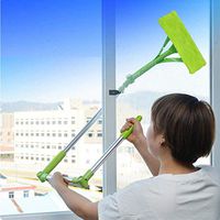 Youdw Multifunctional Double-Sided Window Cleaner Brush Telescopic Foldable Handle Cleaning Glass Sponge Mop Cleaner Window Extendable Window Squeegee Cleaner Glass Cleaning Tools (Green)