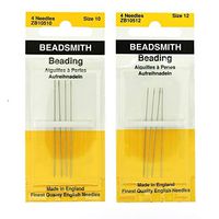 Beadsmith English Beading Needles Size 10 & Size 12-4 Needles per Size - 8 Needles Total (in Rigid Pak TM Mailer)