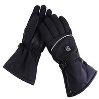 QIUUE Motorcycle Electric Heated Gloves Winter Warm Thermal Ski Snowboarding Gloves Carbon Fiber Windproof Cycling Gloves (Black)