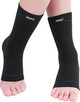 Protle Soft Ankle Brace Compression Support Sleeve (Pair) for Injury Recovery, Pain Relief, Joint Pain, Achilles Tendon, Plantar Fasciitis Foot Socks, Reduce Swelling, Arch Support (Blue, Small)