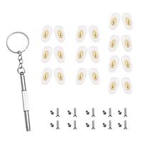 10 Pairs Glasses Nose Pads 14mm Brass Base Screw in,with 20 pcs Nose Pads Screws,1 Screwdriver Repair Kits
