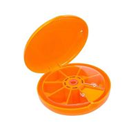 KingWo Portable Rotating 7 Day Weekly Pill Organizer Travel Medicine Tablet Holder Storage Case Box Dispenser, Cute Fruit Style, (Orange)