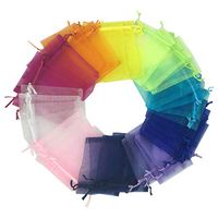100 Pcs Assorted Color Organza Gift Bags Drawstring Pouches Jewelry Candy Wedding Party Christmas Valentine Favor Gift Bags 4 x 4.7 Inches (Multicolor)