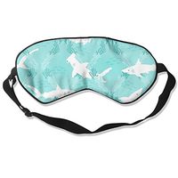 100% Silk Sleep Mask Eye Mask White Shark Blue Soft Eyeshade Blindfold With Adjustable Strap For Men Women And Kids For Sleeping Travel Work Naps Blocks Light