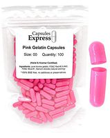 Capsules Express- Size 00 Pink Empty Gelatin Capsules 100 Count - Kosher Certified - Gluten-Free Pure Bovine Gelatin Pill Capsule - DIY Powder Filling
