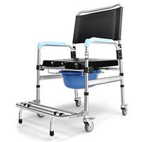 ZBYXZIGJ Folding Toilet Chair Elders Potty Chair with Four Wheels Movable Aluminum Alloy Wheelchairs for Old Men Patients
