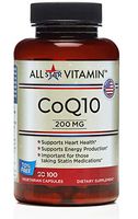 All-Star Vitamin, CoQ10 200 MG, 100 Vegetarian Capsules 10% Free, Heart Health, Soy Free, Recommended for Statin Users, Non-GMO, Gluten Free,