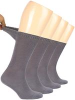 Hugh Ugoli Women's Bamboo Diabetic Crew Socks With Seamless Toe, 4 Pairs, Grey (Shoe Size: 6-9)