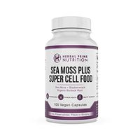 Herbal Prime Nutrition Sea Moss Plus Bladderwrack Organic Burdock Root (100 Vegan Capsules) 1500 Milligrams 102 Minerals Healthy Immune Digestion Thyroid Liver Support