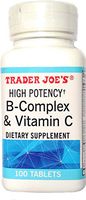 Trader Joe's High Potency B-Complex & Vitamin C Dietary Supplement, 100 Tablets, Gluten Free