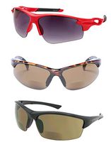 "The Allstars" 3 Pair of our Best Selling Bifocal Sport Wrap Unisex Sunglasses (Brown/Red, 2.0)