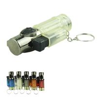 Voberry Windproof Triple Jet Flame Torch Cigar Lighter in Assorted Color with Keychain - Empty Bottle Only (White)