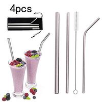 Stainless Steel Straws Metal Beverage Reusable Straws 4 piece Combination Bag Set Bent Straight for Water Tea Coffee Ice