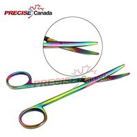 PRECISE CANADA: MULTI TITANIUM COLOR RAINBOW METZENBAUM SCISSORS 5.5" CURVED STAINLESS STEEL